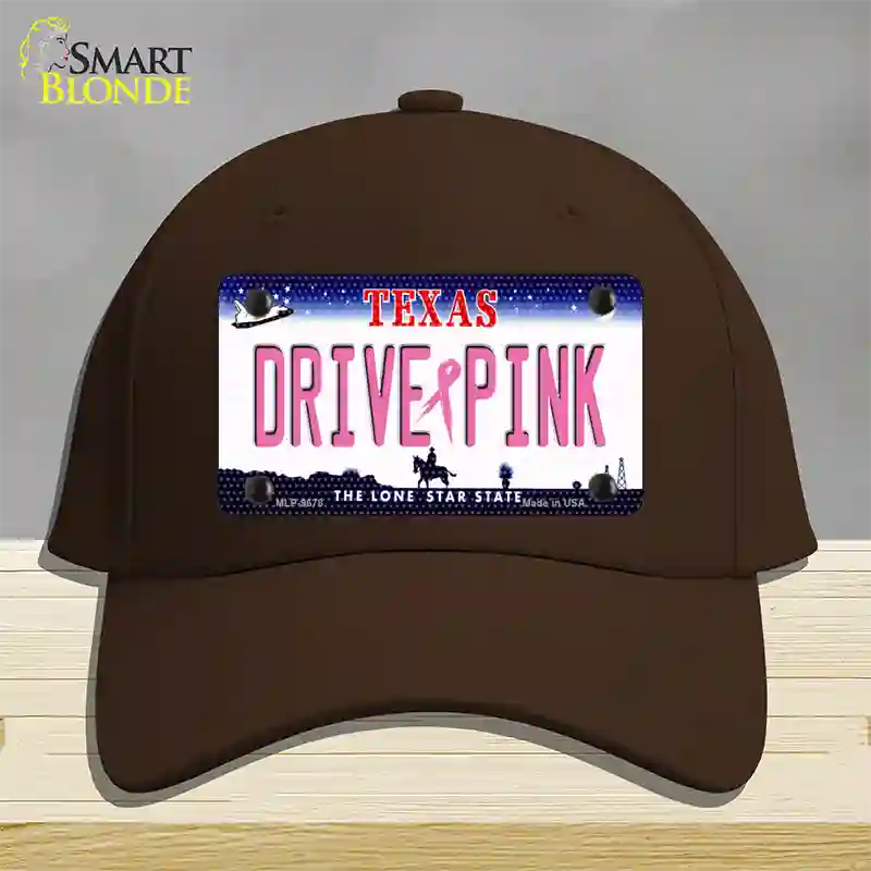 Drive Pink Texas Novelty License Plate Hat Cotton / Dark Brown