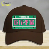 Drive Pink Vermont Novelty License Plate Hat Cotton / Dark Brown