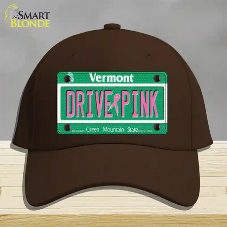 Drive Pink Vermont Novelty License Plate Hat Cotton / Dark Brown