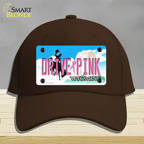 Drive Pink Wyoming Novelty License Plate Hat Cotton / Dark Brown