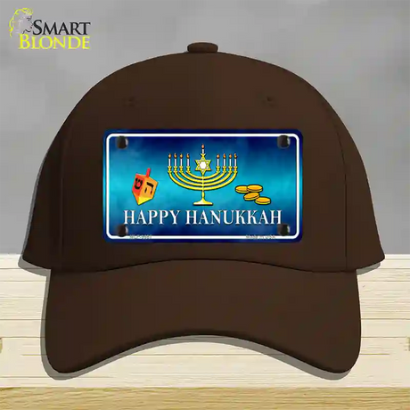 Happy Hanukkah Novelty License Plate Hat Cotton / Dark Brown