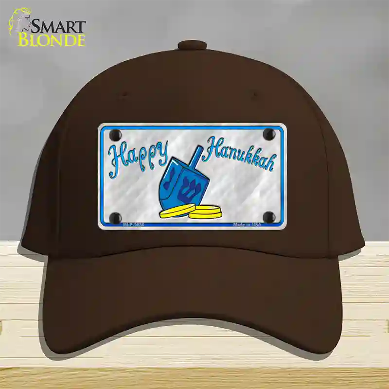 Happy Hanukkah Dreidel Novelty License Plate Hat Cotton / Dark Brown