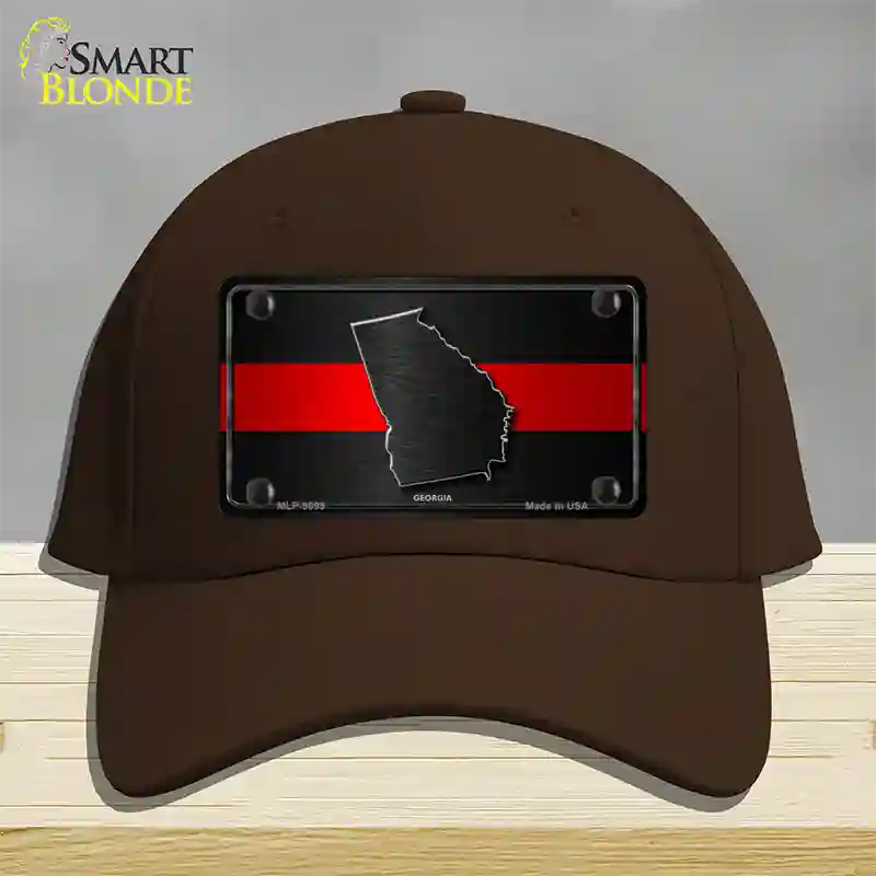 Georgia Thin Red Line Novelty License Plate Hat Cotton / Dark Brown