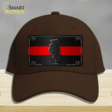 Illinois Thin Red Line Novelty License Plate Hat Cotton / Dark Brown