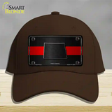 North Dakota Thin Red Line Novelty License Plate Hat Cotton / Dark Brown