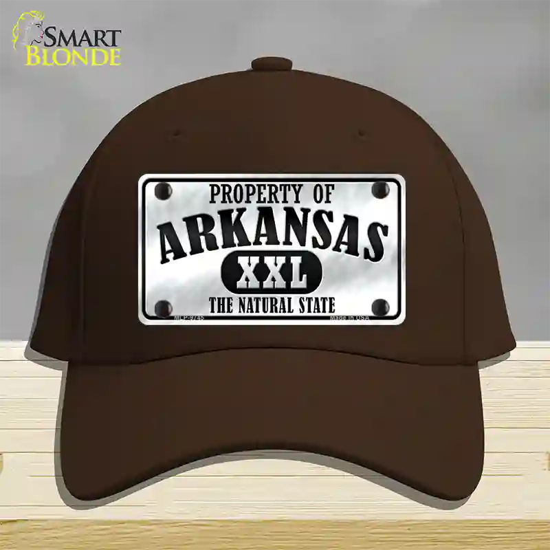 Property Of Arkansas Novelty License Plate Hat Cotton / Dark Brown