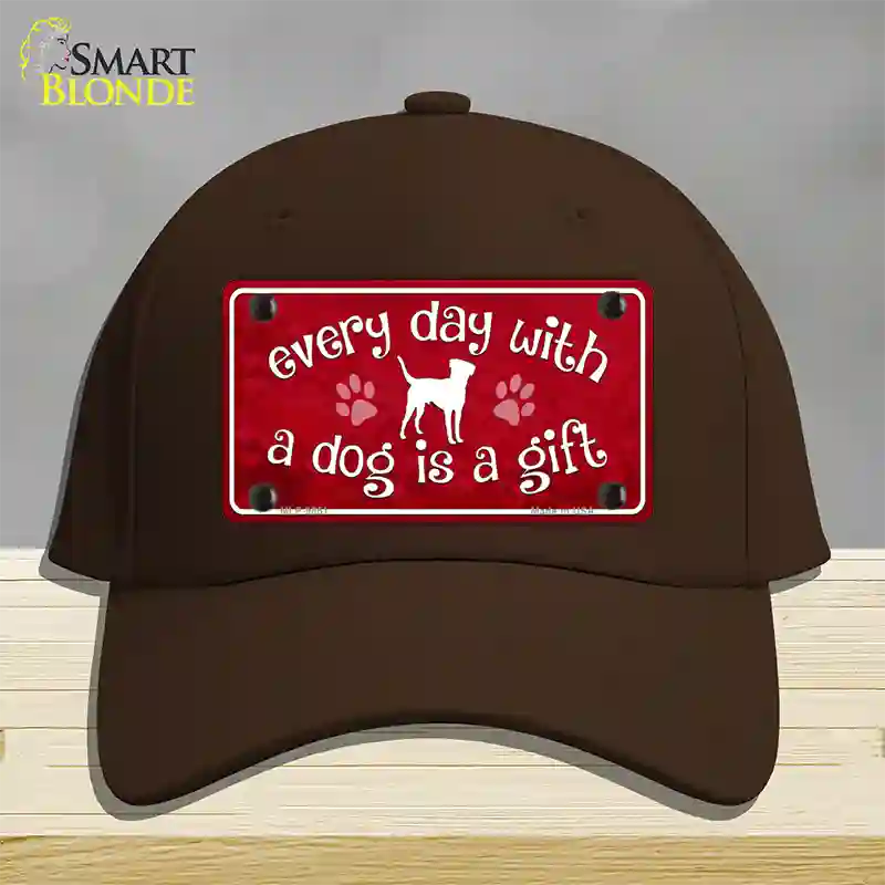 Dog Is A Gift Novelty License Plate Hat Cotton / Dark Brown