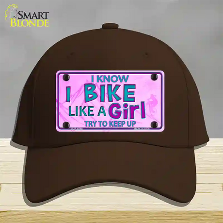 Bike Like A Girl Pink Novelty License Plate Hat Cotton / Dark Brown