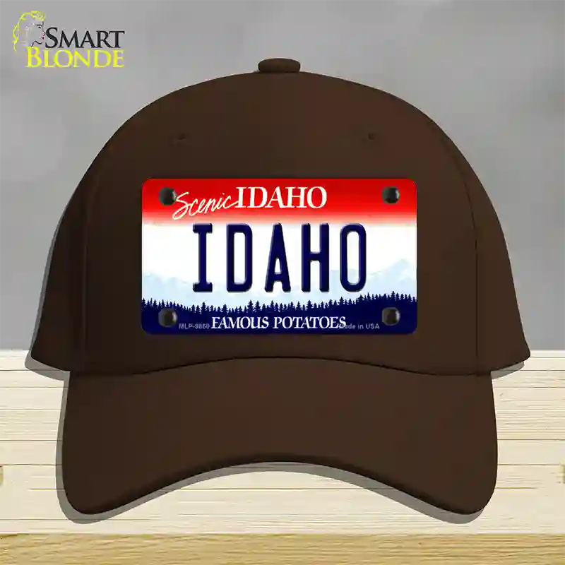 Scenic Idaho Novelty License Plate Hat Cotton / Dark Brown