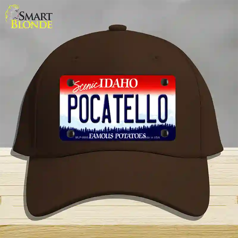 Pocatello Idaho Novelty License Plate Hat Cotton / Dark Brown