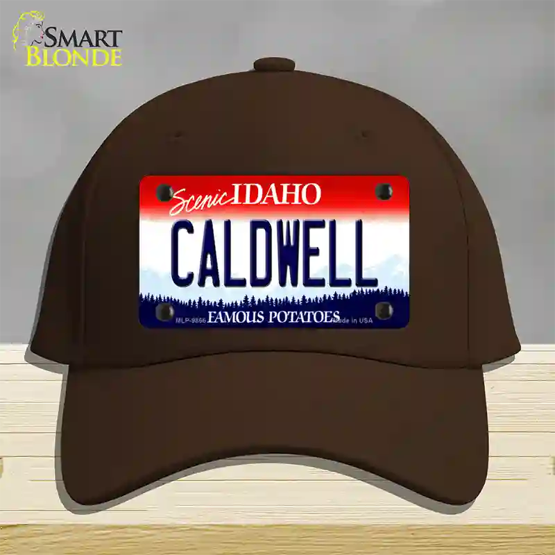 Caldwell Idaho Novelty License Plate Hat Cotton / Dark Brown