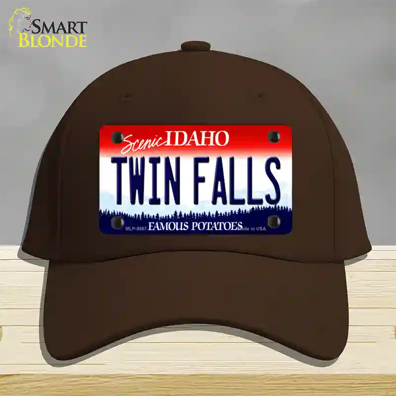 Twin Falls Idaho Novelty License Plate Hat Cotton / Dark Brown