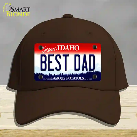 Best Dad Idaho Novelty License Plate Hat Cotton / Dark Brown