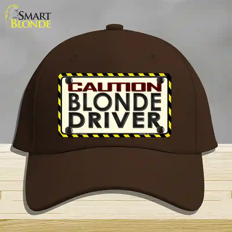 Caution Blonde Driver Novelty License Plate Hat Cotton / Dark Brown