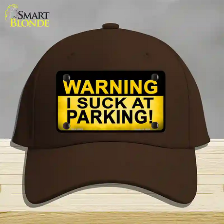 Warning Suck At Parking Novelty License Plate Hat Cotton / Dark Brown