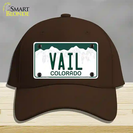 Vail Colorado Novelty License Plate Hat Cotton / Dark Brown