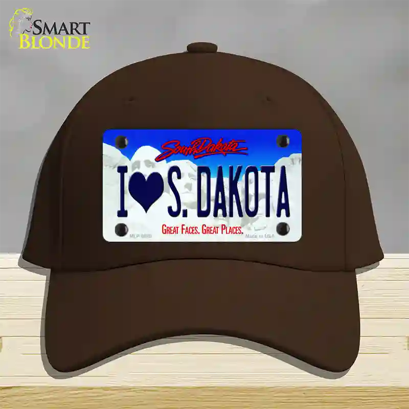 I Love South Dakota Novelty License Plate Hat Cotton / Dark Brown