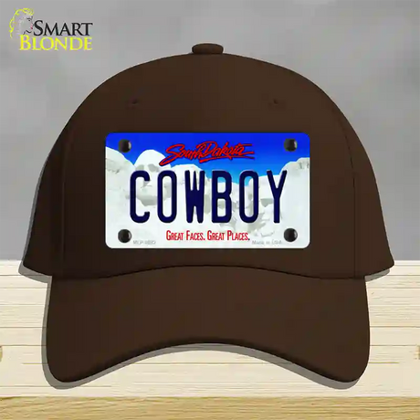 Cowboy South Dakota Novelty License Plate Hat Cotton / Dark Brown