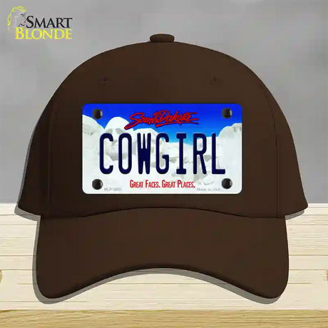 Cowgirl South Dakota Novelty License Plate Hat Cotton / Dark Brown