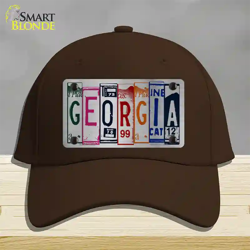 Georgia License Plate Art Novelty License Plate Hat Cotton / Dark Brown