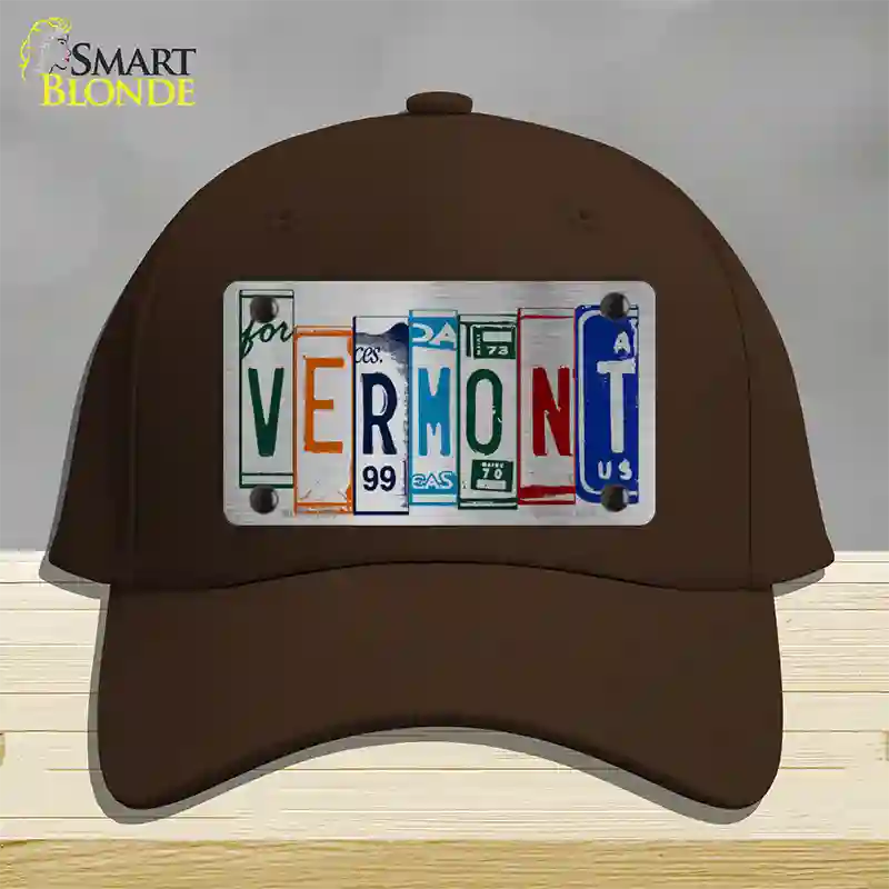 Vermont License Plate Art Novelty License Plate Hat Cotton / Dark Brown