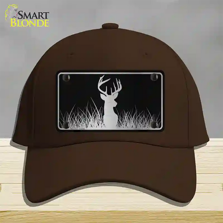 Deer Black Brushed Chrome Novelty License Plate Hat Cotton / Dark Brown