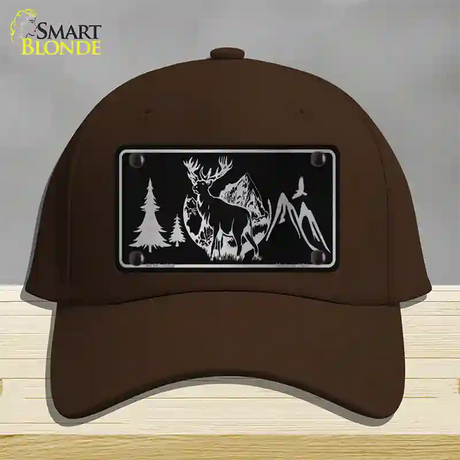 Elk Black Brushed Chrome Novelty License Plate Hat Cotton / Dark Brown