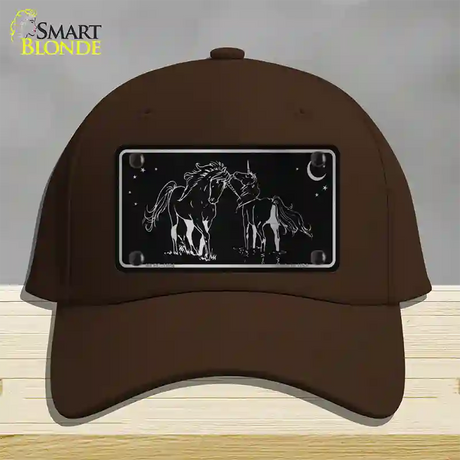 Unicorns Black Brushed Chrome Novelty License Plate Hat Cotton / Dark Brown