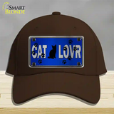 Cat Lover Blue Brushed Chrome Novelty License Plate Hat Tag Cotton / Dark Brown