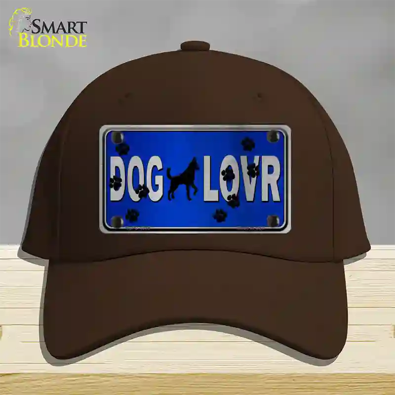 Dog Lover Blue Brushed Chrome Novelty License Plate Hat Tag Cotton / Dark Brown