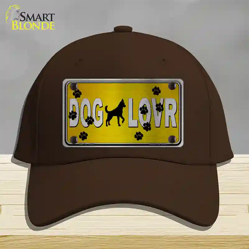 Dog Lover Yellow Brushed Chrome Novelty License Plate Hat Tag Cotton / Dark Brown