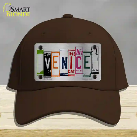 Venice License Plate Art Brushed Chrome Novelty License Plate Hat Tag Cotton / Dark Brown