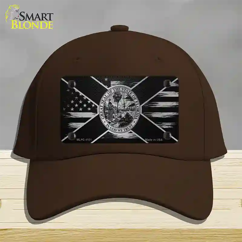 Florida Carbon Fiber Novelty License Plate Hat Cotton / Dark Brown