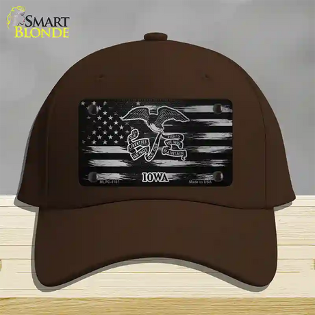 Iowa Carbon Fiber Novelty License Plate Hat Cotton / Dark Brown