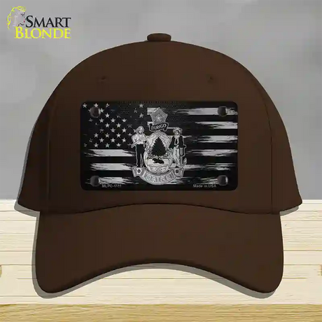 Maine Carbon Fiber Novelty License Plate Hat Cotton / Dark Brown