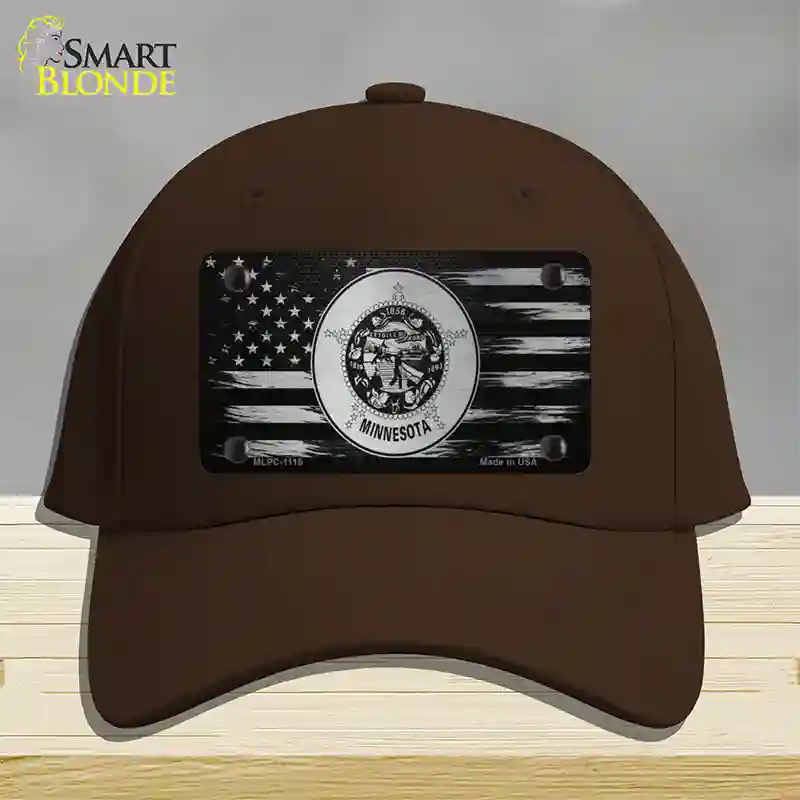 Minnesota Carbon Fiber Novelty License Plate Hat Cotton / Dark Brown