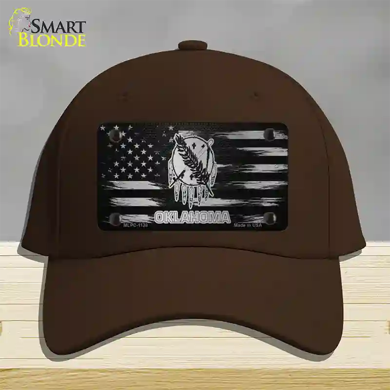 Oklahoma Carbon Fiber Novelty License Plate Hat Cotton / Dark Brown