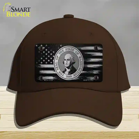 Washington Carbon Fiber Novelty License Plate Hat Cotton / Dark Brown