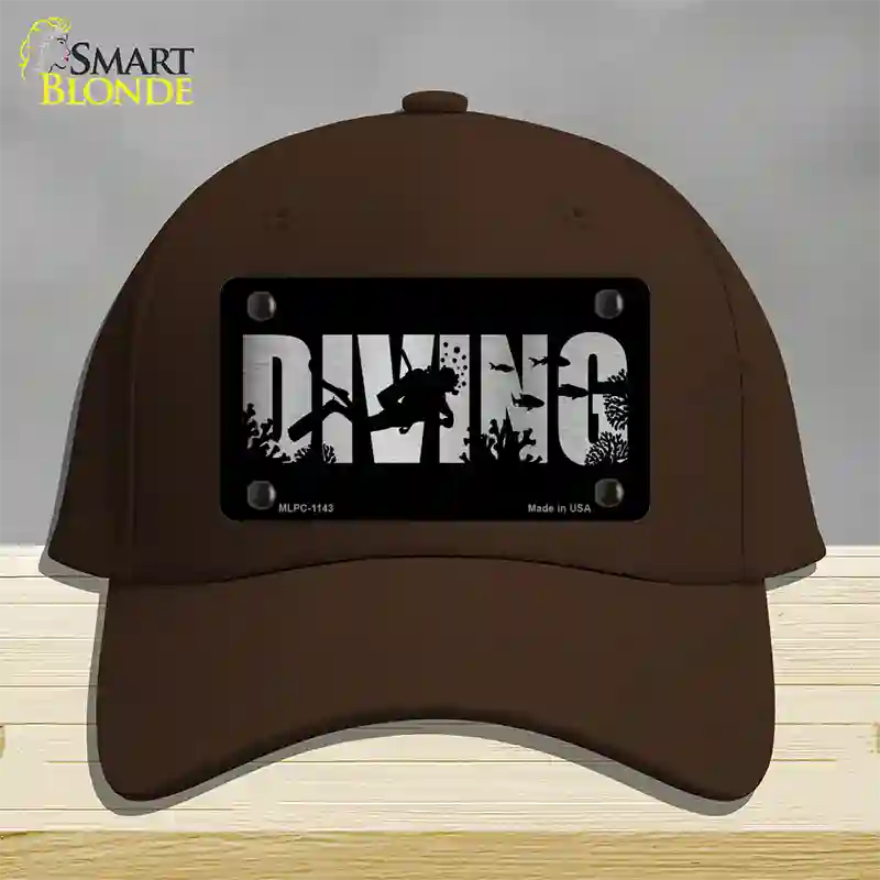 Diving Brushed Chrome Novelty License Plate Hat Cotton / Dark Brown