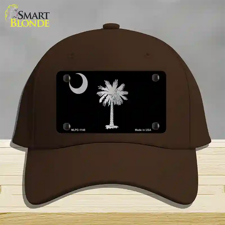 Palmetto Flag Brushed Chrome Novelty License Plate Hat Cotton / Dark Brown