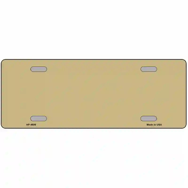 Gold Solid Metal Novelty License Plate