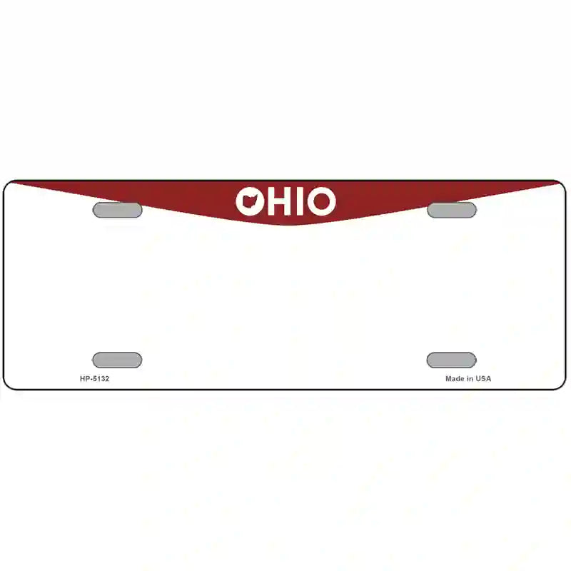 Ohio Red Blank Novelty Metal License Plate