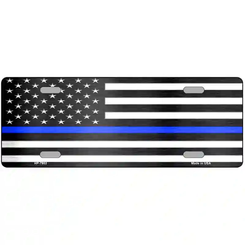 American Flag Thin Blue Line Novelty Metal License Plate