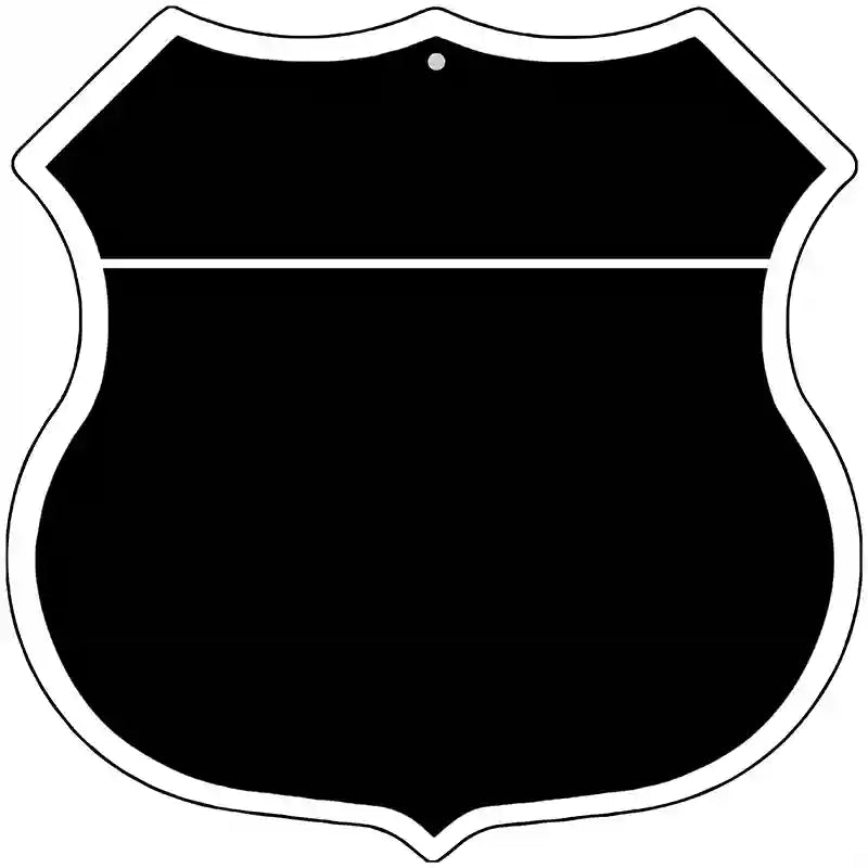 Black|White Plain Highway Shield Metal Sign 12" (HS)