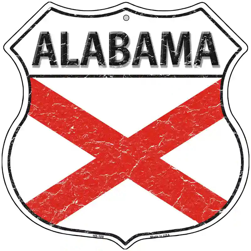 Alabama State Flag Highway Shield Metal Sign 12" (HS)