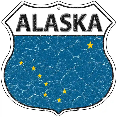 Alaska State Flag Highway Shield Metal Sign 12" (HS)