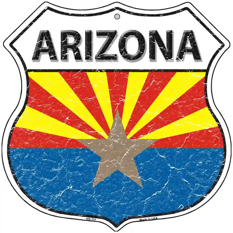 Arizona State Flag Highway Shield Metal Sign 12" (HS)