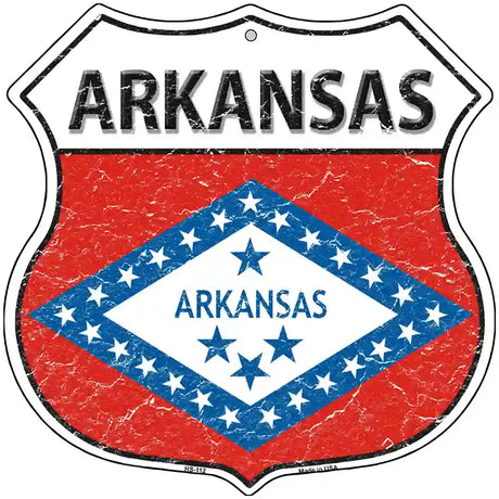 Arkansas State Flag Highway Shield Metal Sign 12" (HS)