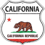 California State Flag Highway Shield Metal Sign 12" (HS)