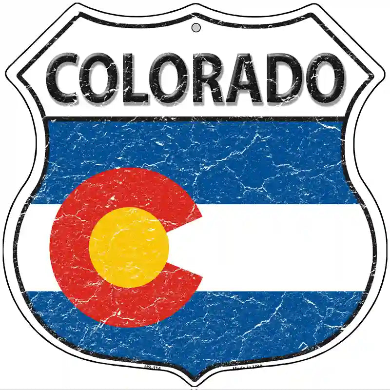 Colorado State Flag Highway Shield Metal Sign 12" (HS)